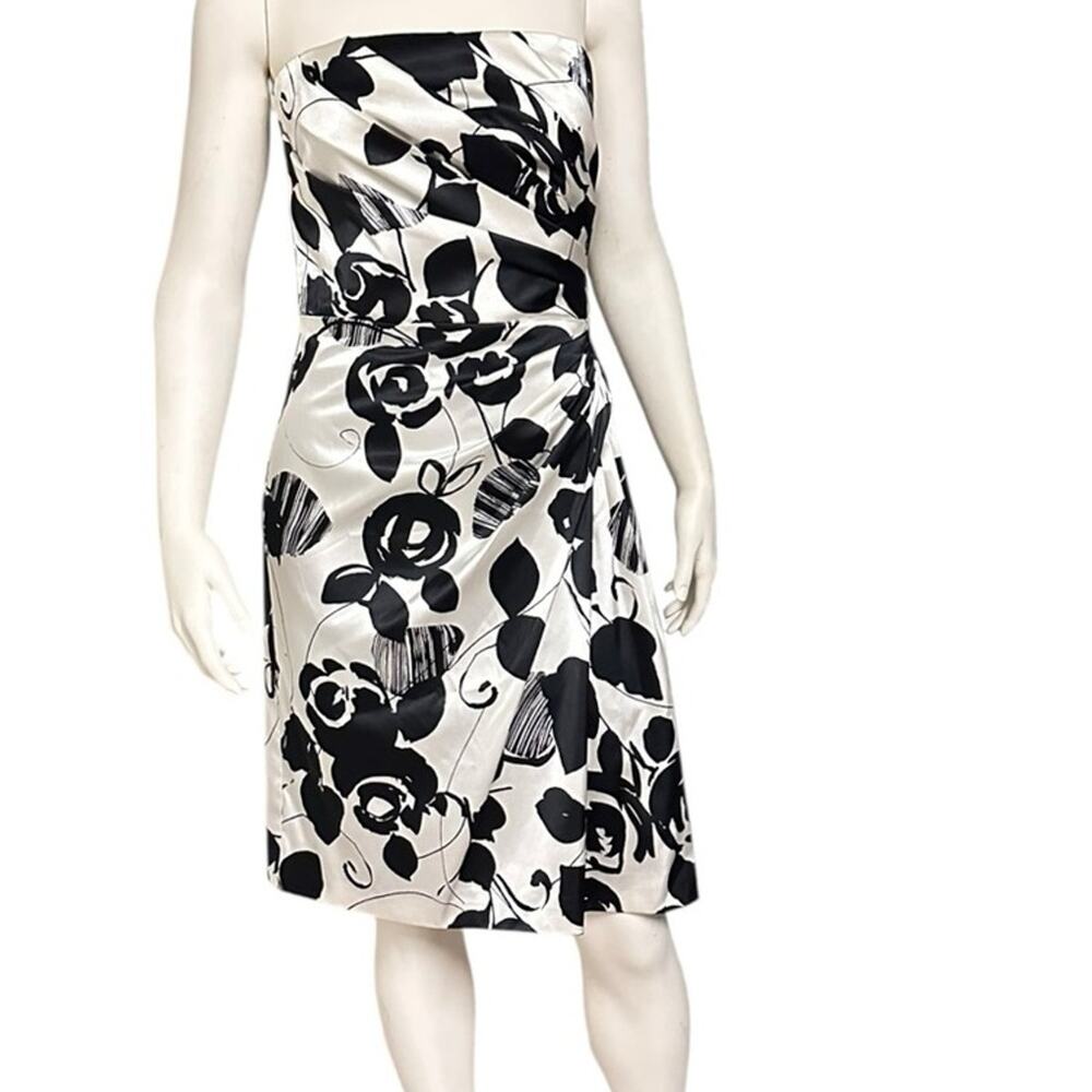 White House Black Market 8 Strapless Floral Satin Party Dress Y2K Cocktail